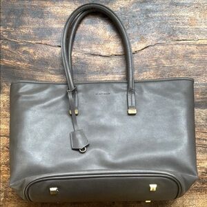 Leather Tote Bag in Dark Gray